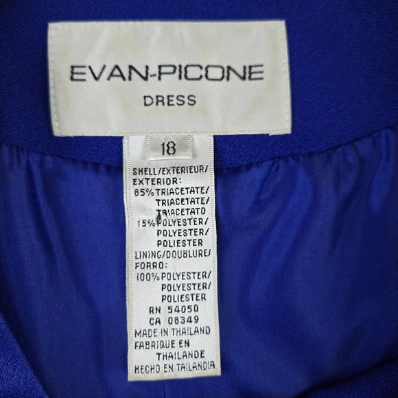 90s Vintage Cobalt Blue Knot Button Evan Picone Longline Jacket Overcoat Size 18 - Picture 5 of 7